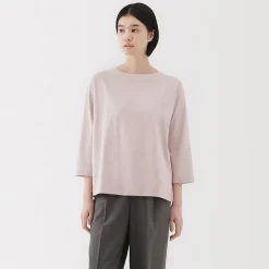 Clearance Muji T‐shirt à manches 3/4 en coton mélangé pour femme