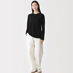 Clearance Muji T-shirt à manches longues en jersey torsadé pour femme