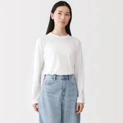 Clearance Muji T-shirt à manches longues en jersey torsadé pour femme