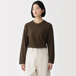 Clearance Muji T-shirt à manches longues en jersey torsadé pour femme