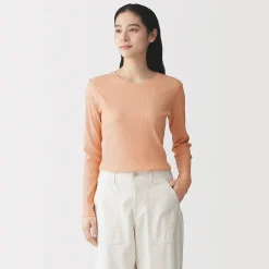 Sale Muji T‐shirt à manches longues en mélange de Lyocell côtelé pour femme
