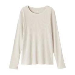 Sale Muji T‐shirt à manches longues en mélange de Lyocell côtelé pour femme