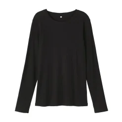 Sale Muji T‐shirt à manches longues en mélange de Lyocell côtelé pour femme