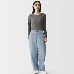 Sale Muji T‐shirt à manches longues en mélange de Lyocell côtelé pour femme