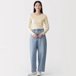 Sale Muji T‐shirt à manches longues en mélange de Lyocell côtelé pour femme
