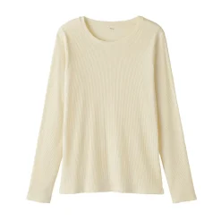 Sale Muji T‐shirt à manches longues en mélange de Lyocell côtelé pour femme