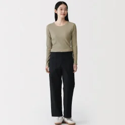 Sale Muji T‐shirt à manches longues en mélange de Lyocell côtelé pour femme