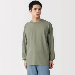 Hot Muji T‐shirt à manches longues en coton épais pour homme