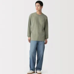 Hot Muji T‐shirt à manches longues en coton épais pour homme