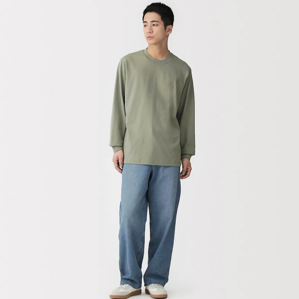 Hot Muji T‐shirt à manches longues en coton épais pour homme