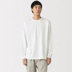Hot Muji T‐shirt à manches longues en coton épais pour homme