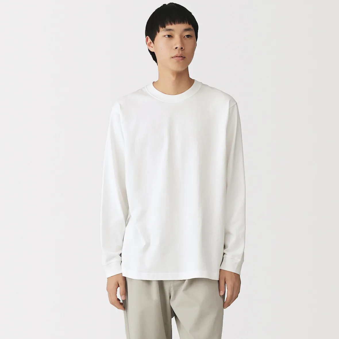 Hot Muji T‐shirt à manches longues en coton épais pour homme
