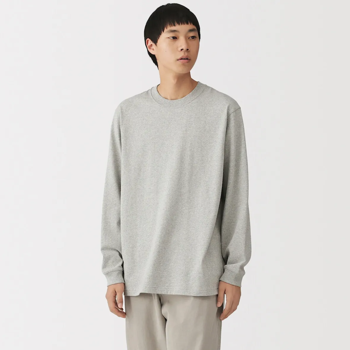 Hot Muji T‐shirt à manches longues en coton épais pour homme