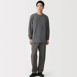 Hot Muji T‐shirt à manches longues en coton épais pour homme