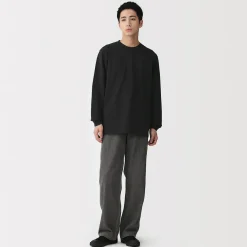Hot Muji T‐shirt à manches longues en coton épais pour homme