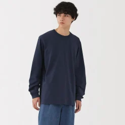 Hot Muji T‐shirt à manches longues en coton épais pour homme