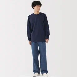 Hot Muji T‐shirt à manches longues en coton épais pour homme
