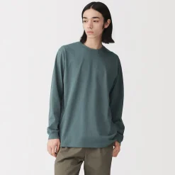 Hot Muji T‐shirt à manches longues en coton épais pour homme