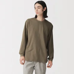 Hot Muji T‐shirt à manches longues en coton épais pour homme