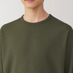 Hot Muji T‐shirt à manches longues gaufré Quick Dry pour homme