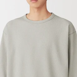 Hot Muji T‐shirt à manches longues gaufré Quick Dry pour homme