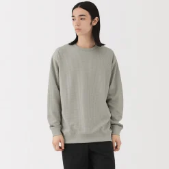 Online Muji T‐shirt à manches longues gaufré Quick Dry pour homme Gris Argenté Clair