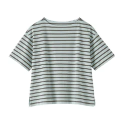 Outlet Muji T-shirt à manches mi-longues et col bateau en coton épais pour femme