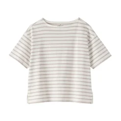 Outlet Muji T-shirt à manches mi-longues et col bateau en coton épais pour femme