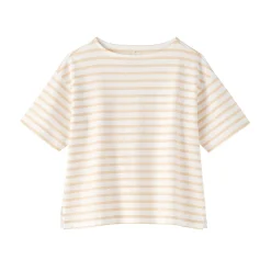 Outlet Muji T-shirt à manches mi-longues et col bateau en coton épais pour femme