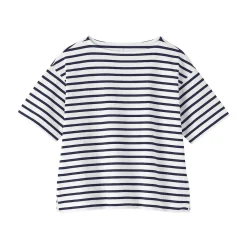 Outlet Muji T-shirt à manches mi-longues et col bateau en coton épais pour femme