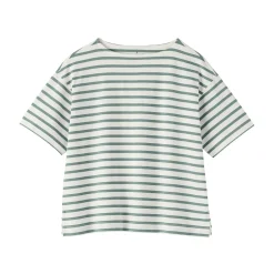 Outlet Muji T-shirt à manches mi-longues et col bateau en coton épais pour femme