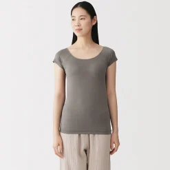 Muji T-shirt brassière lisse en mélange lyocell à mancherons pour femme