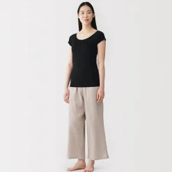 Muji T-shirt brassière lisse en mélange lyocell à mancherons pour femme
