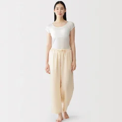 Muji T-shirt brassière lisse en mélange lyocell à mancherons pour femme