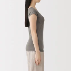 Muji T-shirt brassière lisse en mélange lyocell à mancherons pour femme