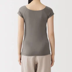 Muji T-shirt brassière lisse en mélange lyocell à mancherons pour femme