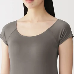 Muji T-shirt brassière lisse en mélange lyocell à mancherons pour femme