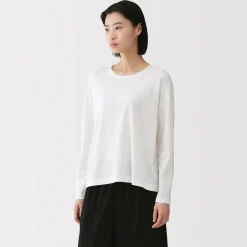 New Muji T-shirt décontracté à manches longues en jersey de coton pour femme