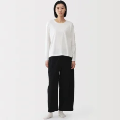 New Muji T-shirt décontracté à manches longues en jersey de coton pour femme