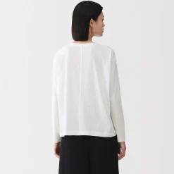 New Muji T-shirt décontracté à manches longues en jersey de coton pour femme