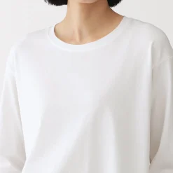 New Muji T-shirt décontracté à manches longues en jersey de coton pour femme
