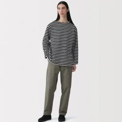 Online Muji T-shirt délavé à manches longues et à col bateau en coton épais pour homme