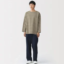 Online Muji T-shirt délavé à manches longues et à col bateau en coton épais pour homme
