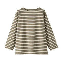 Online Muji T-shirt délavé à manches longues et à col bateau en coton épais pour homme