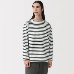Online Muji T-shirt délavé à manches longues et à col bateau en coton épais pour homme