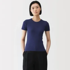 Muji T-shirt en coton biologique hautement torsadé pour femme