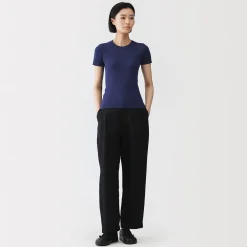 Muji T-shirt en coton biologique hautement torsadé pour femme