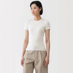 Muji T-shirt en coton biologique hautement torsadé pour femme