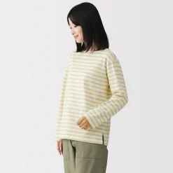 Sale Muji T‐shirt en coton épais manches longues col bateau pour femme