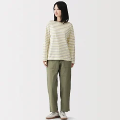 Sale Muji T‐shirt en coton épais manches longues col bateau pour femme
